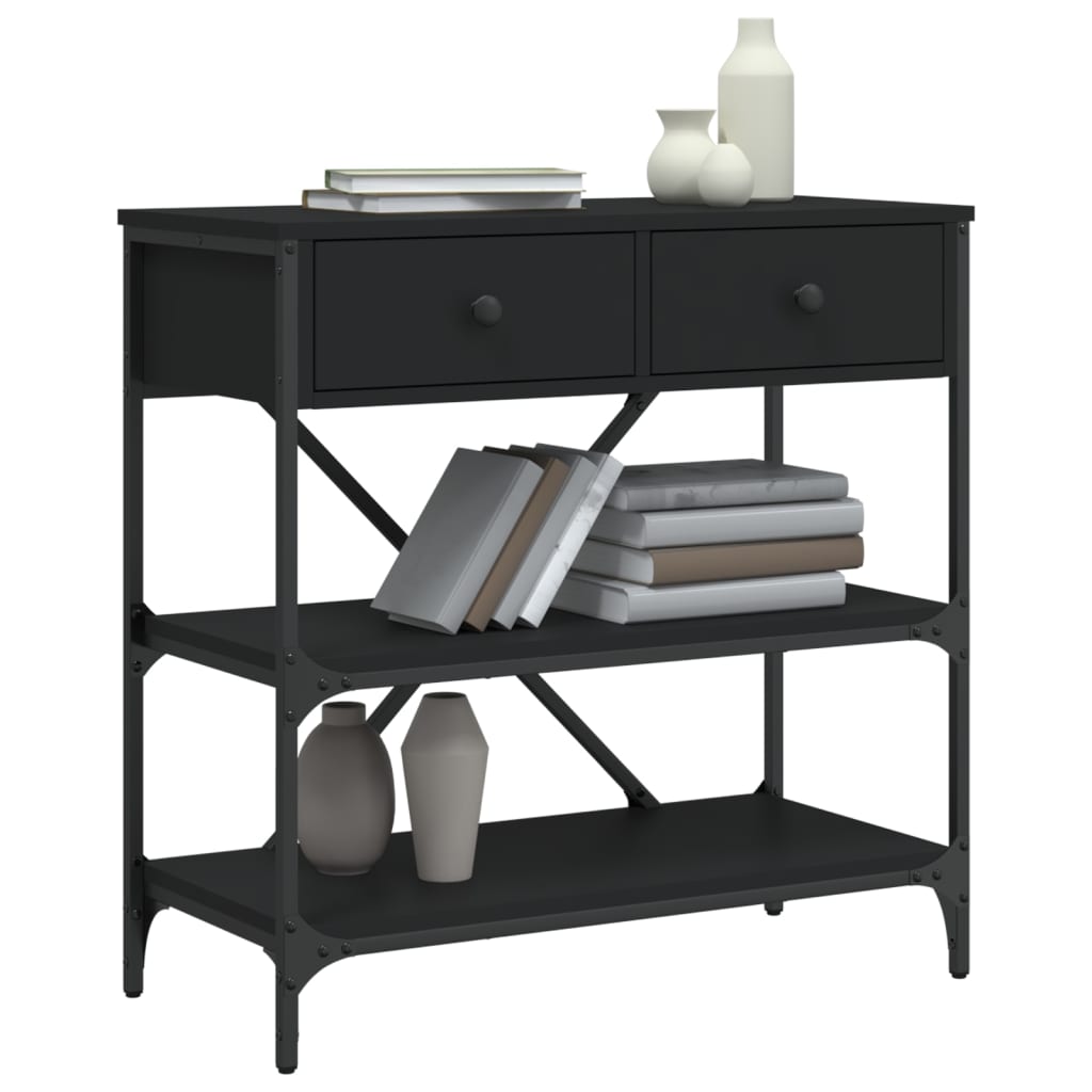 konsolbord 75x34,5x75 cm konstrueret træ sort