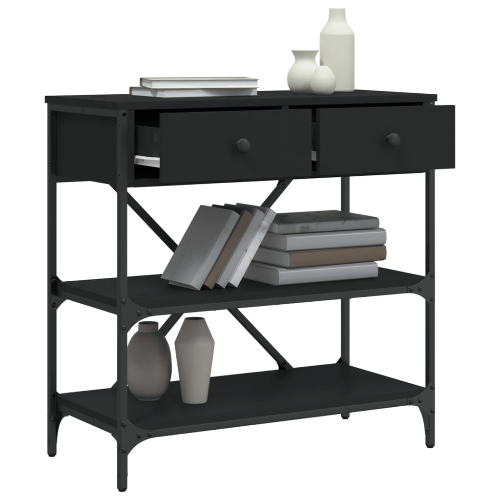 konsolbord 75x34,5x75 cm konstrueret træ sort