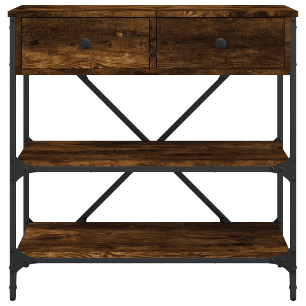 konsolbord 75x34,5x75 cm konstrueret træ røget egetræsfarve