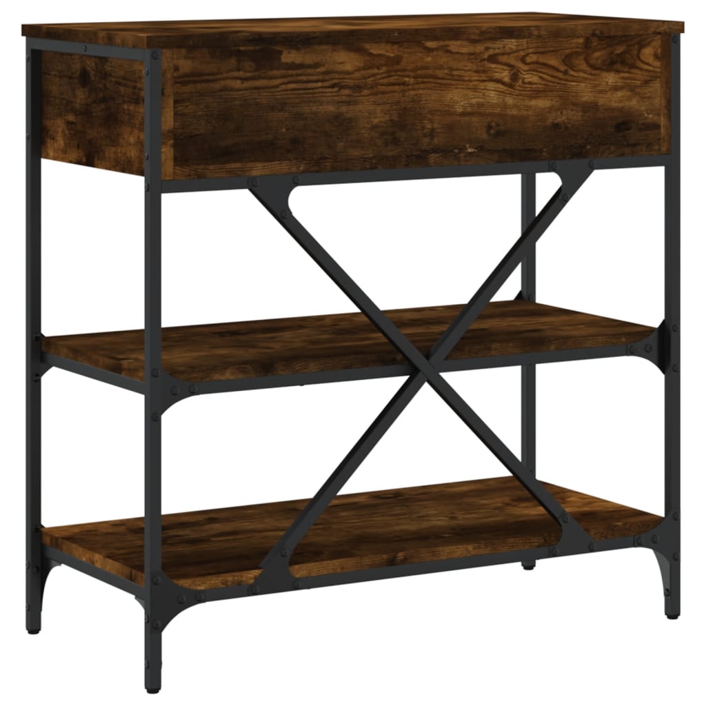 konsolbord 75x34,5x75 cm konstrueret træ røget egetræsfarve
