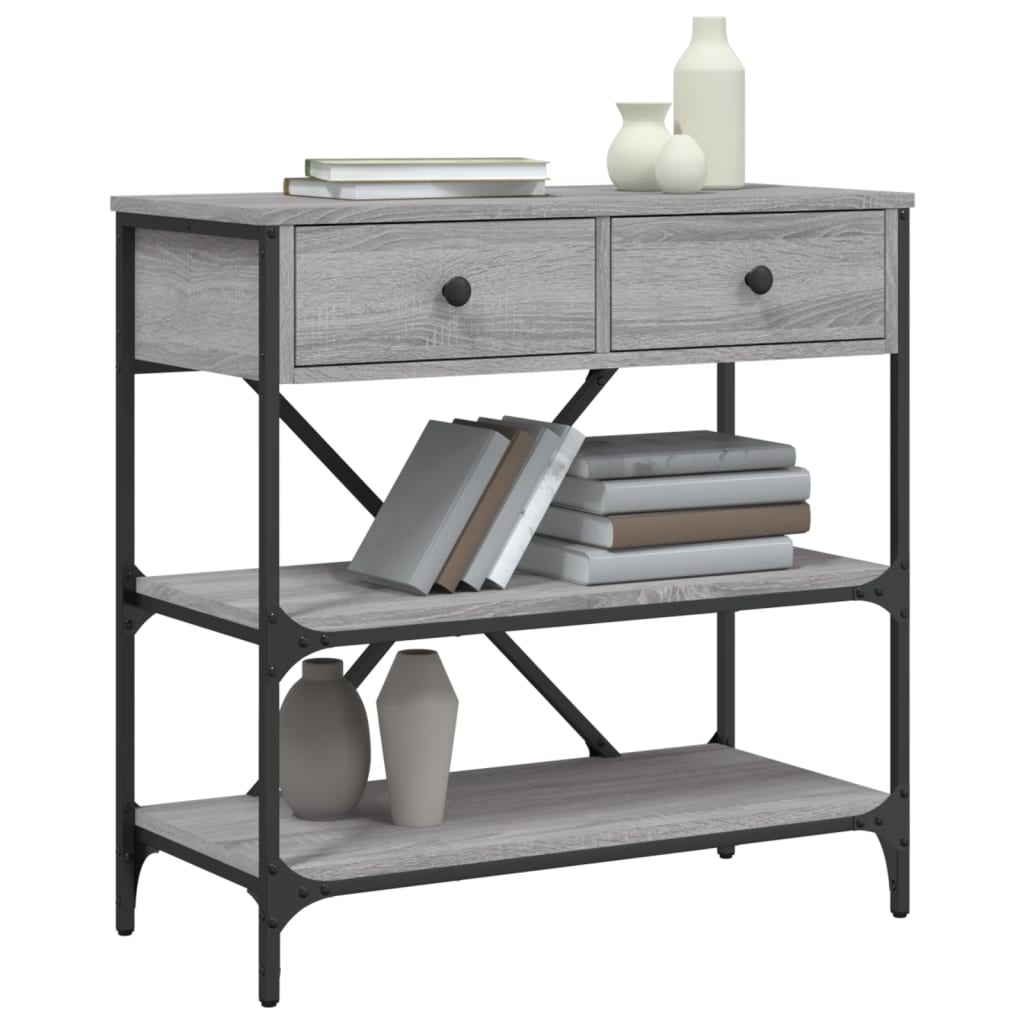 konsolbord 75x34,5x75 cm konstrueret træ grå sonoma-eg