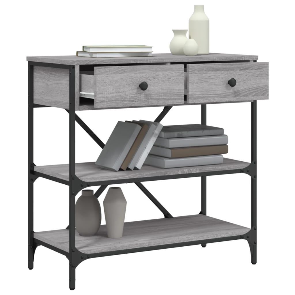 konsolbord 75x34,5x75 cm konstrueret træ grå sonoma-eg