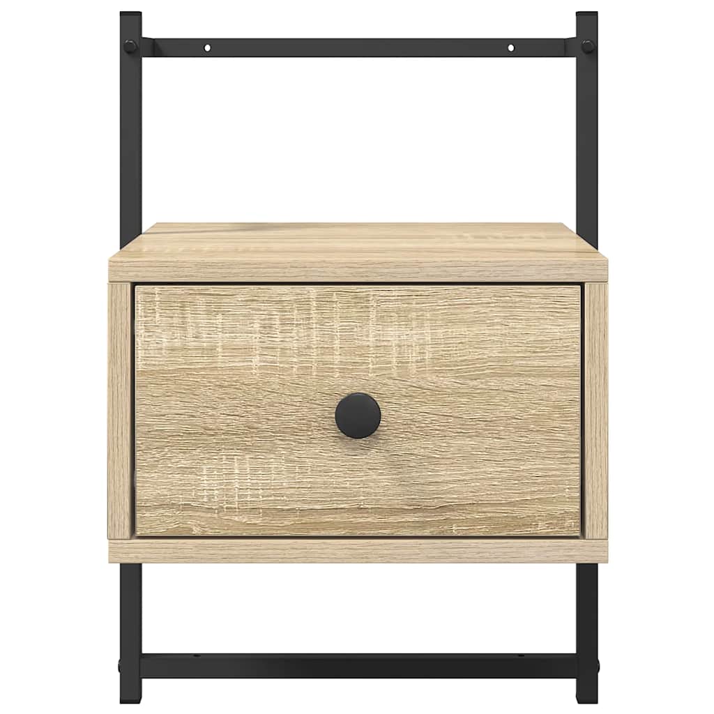 væghængt sengebord 35x30x51 cm konstrueret træ sonoma-eg