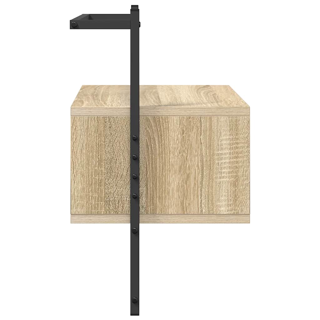 væghængt sengebord 35x30x51 cm konstrueret træ sonoma-eg