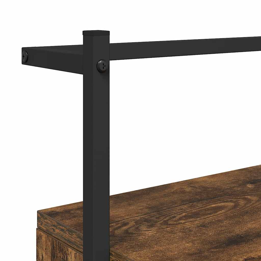 sengeborde til væg 2 stk. 35x30x51 cm konstrueret træ røget eg