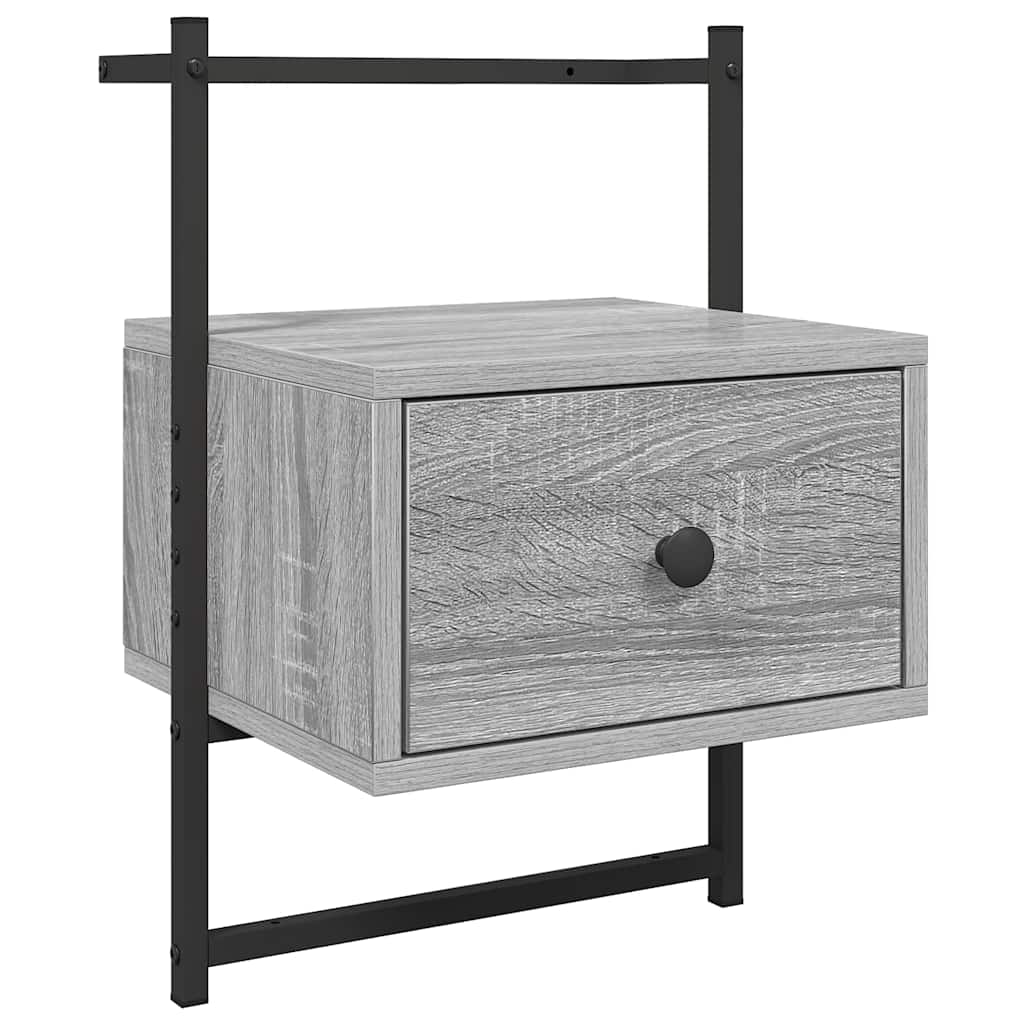 væghængt sengebord 35x30x51 cm konstrueret træ grå sonoma-eg