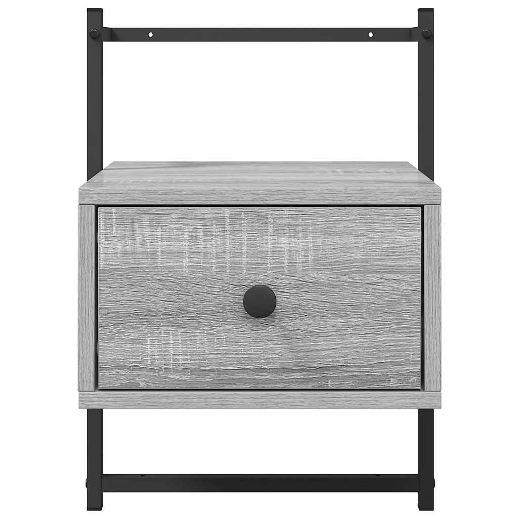 væghængt sengebord 35x30x51 cm konstrueret træ grå sonoma-eg