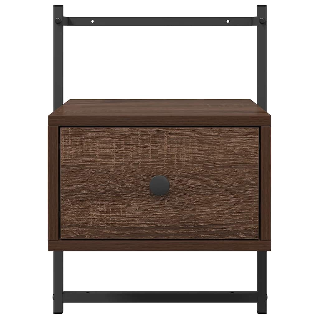 væghængt sengebord 35x30x51 cm konstrueret træ brunt egetræ