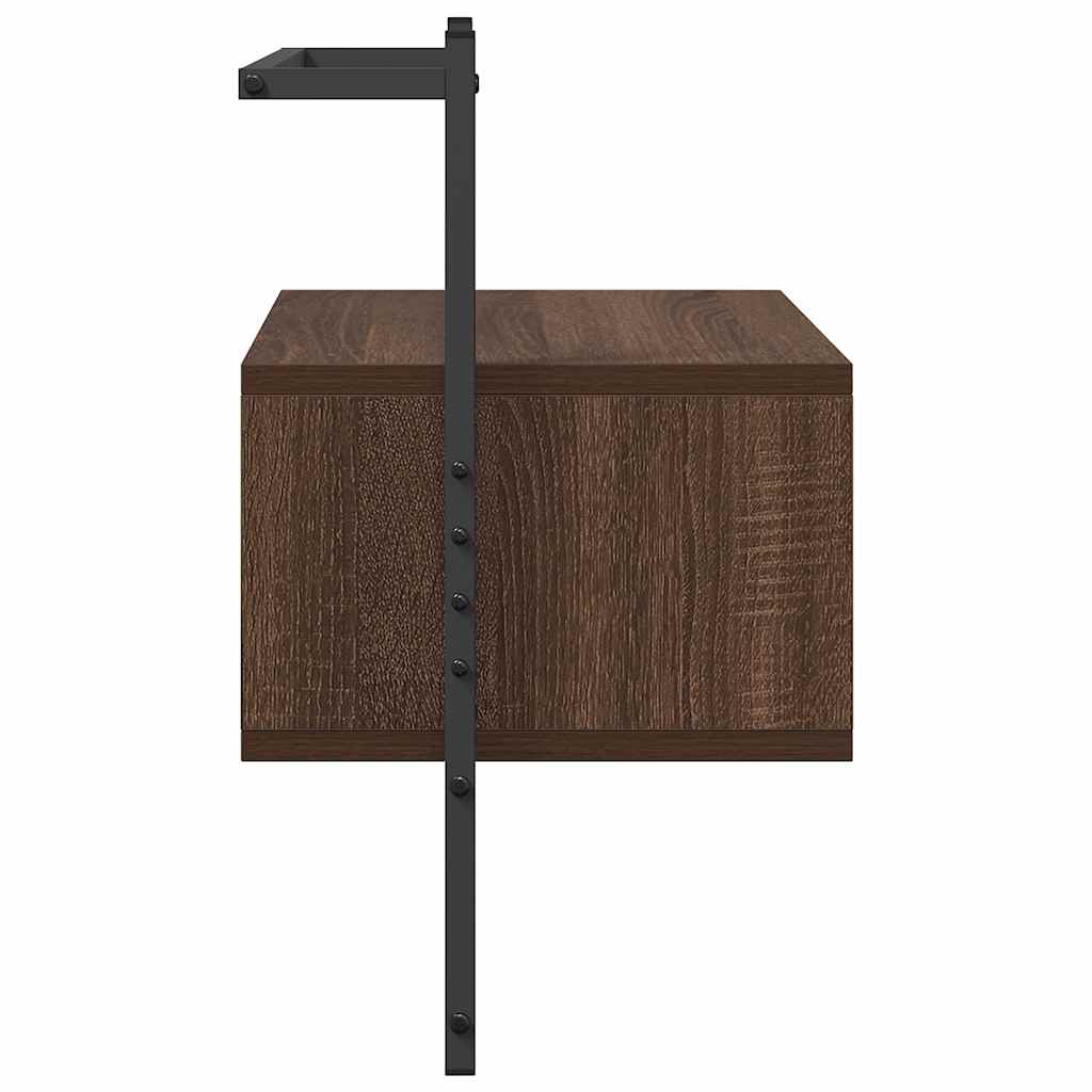 væghængt sengebord 35x30x51 cm konstrueret træ brunt egetræ