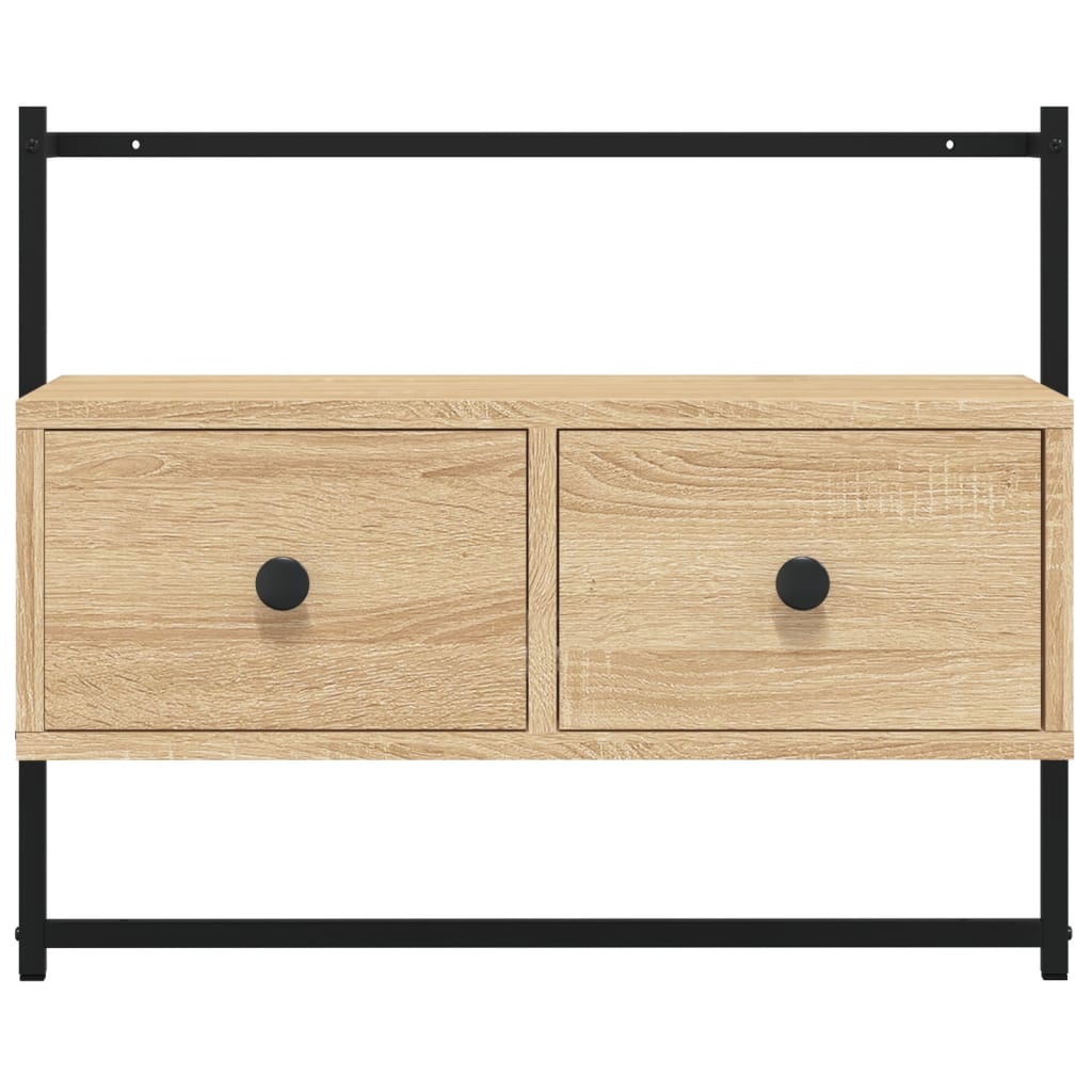 væghængt tv-bord 60,5x30x51 cm konstrueret træ sonoma-eg
