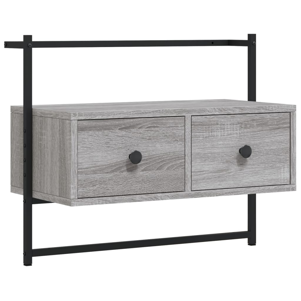 væghængt tv-bord 60,5x30x51 cm konstrueret træ grå sonoma-eg