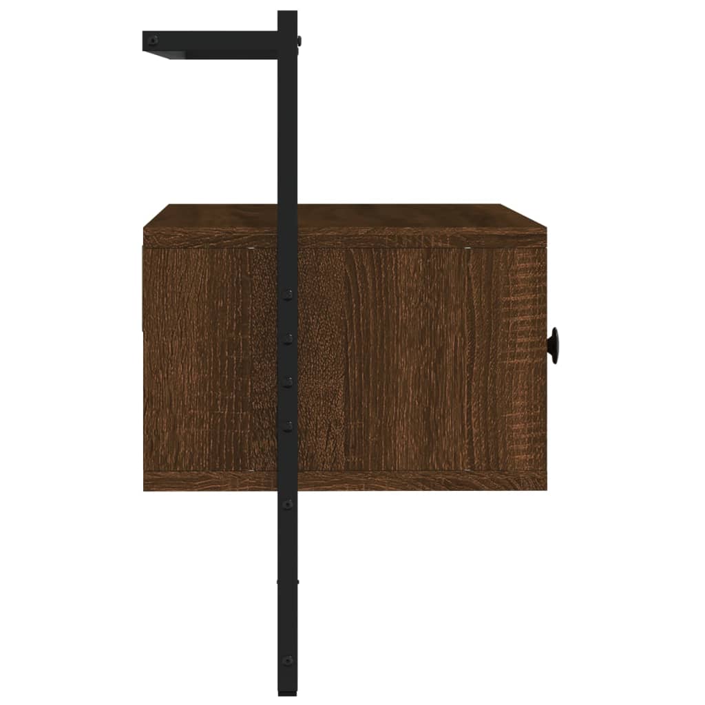 væghængt tv-bord 60,5x30x51 cm konstrueret træ brunt egetræ