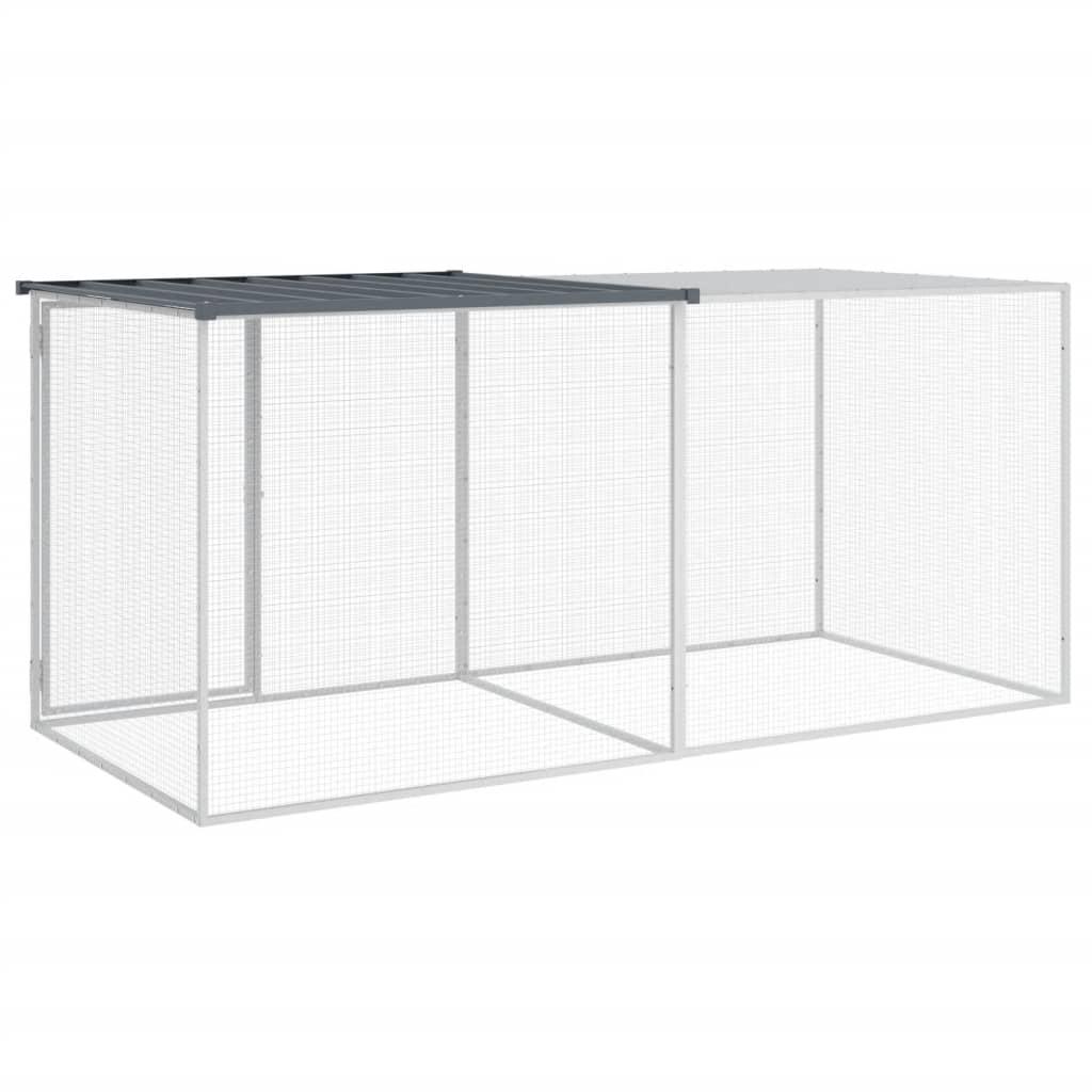 kyllingebur med tag antracit 203x98x90 cm galvaniseret stål
