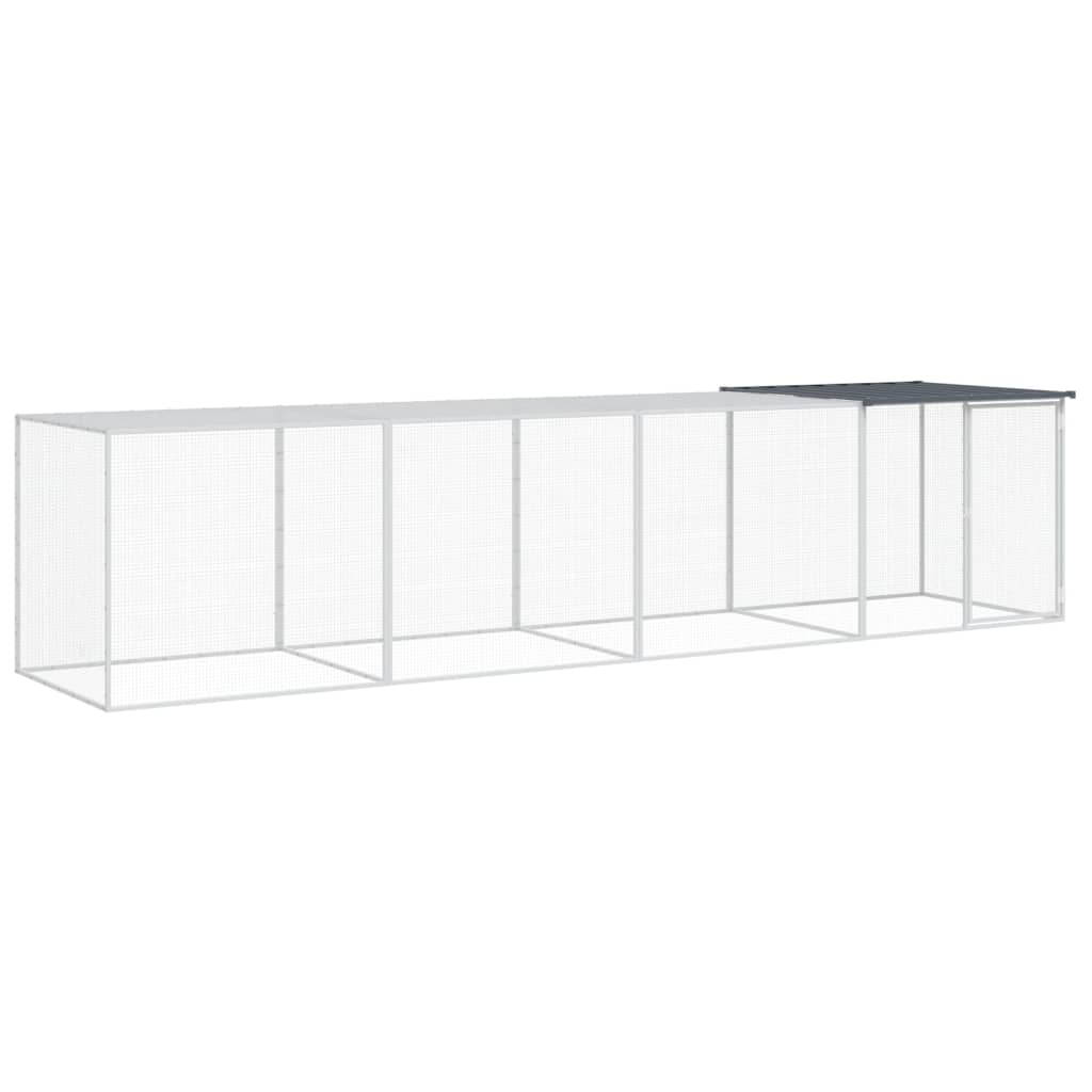 hønsebur med tag 403x98x90 cm galvaniseret stål antracitgrå