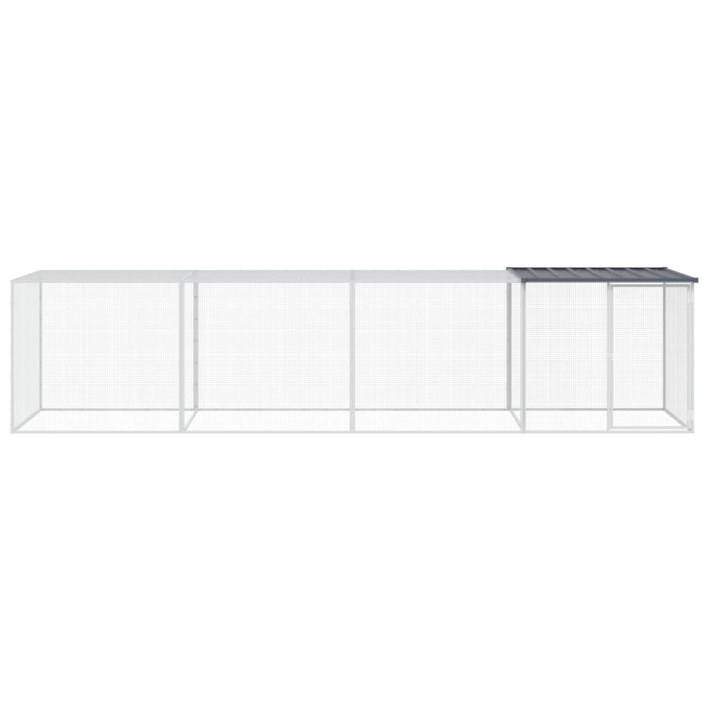 hønsebur med tag 403x98x90 cm galvaniseret stål antracitgrå