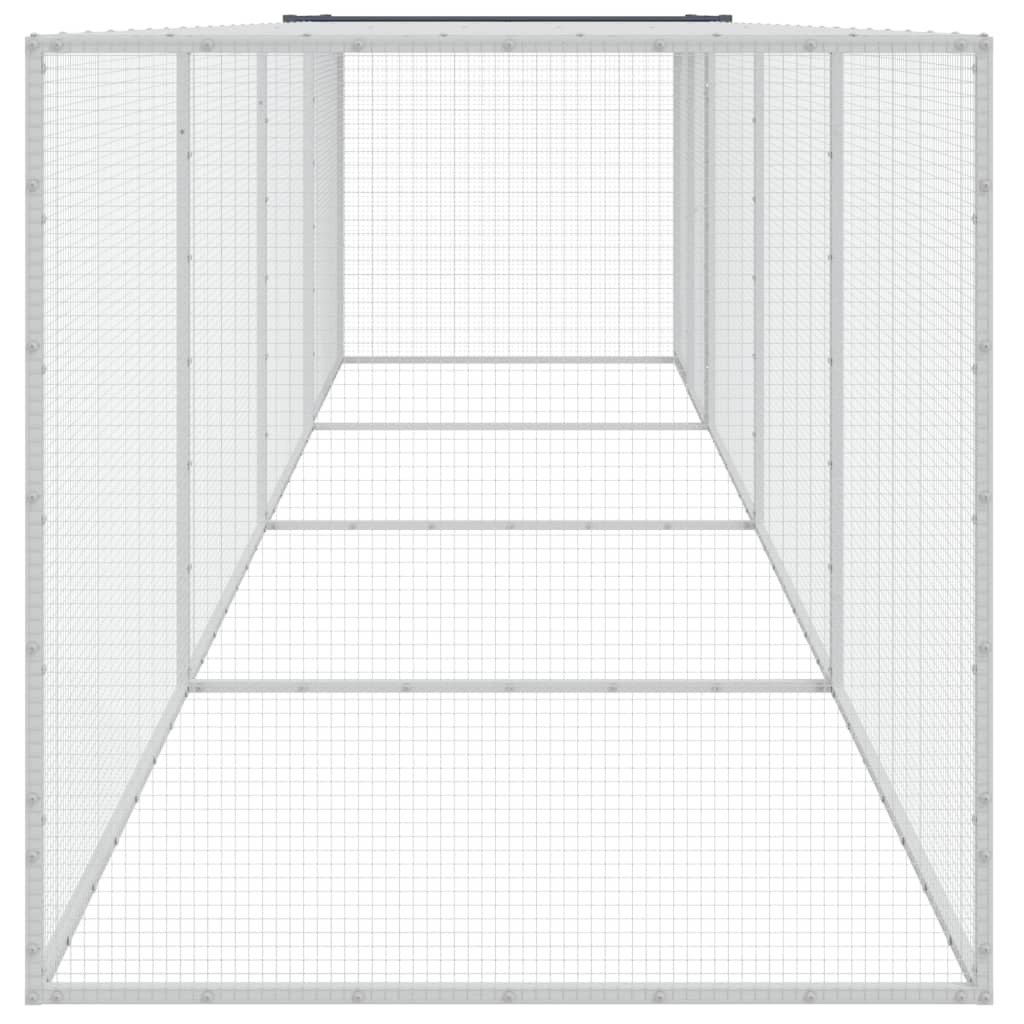 hønsebur med tag 403x98x90 cm galvaniseret stål antracitgrå