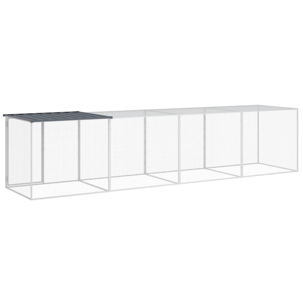 hønsebur med tag 403x98x90 cm galvaniseret stål antracitgrå