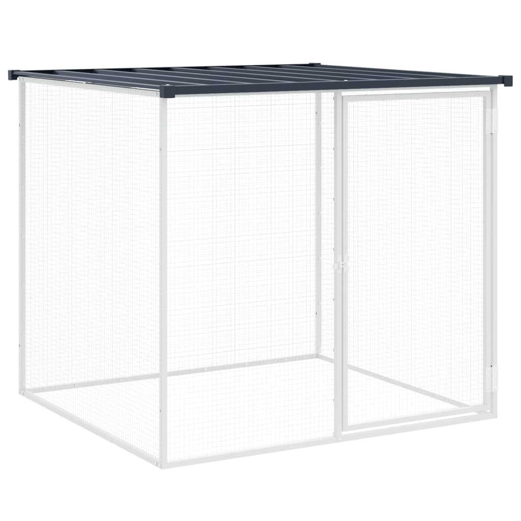 hønsebur med tag 403x98x90 cm galvaniseret stål antracitgrå