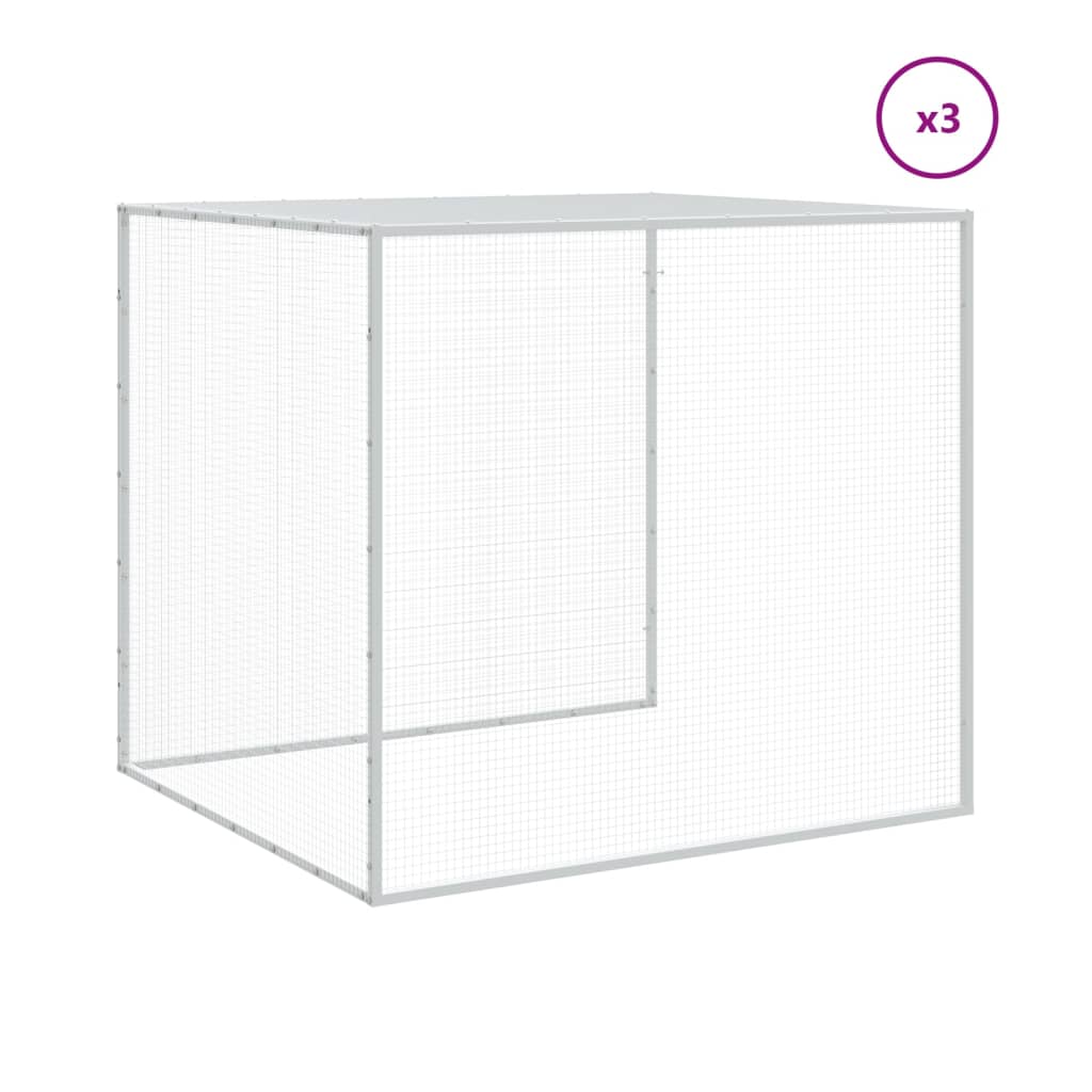 hønsebur med tag 403x98x90 cm galvaniseret stål antracitgrå