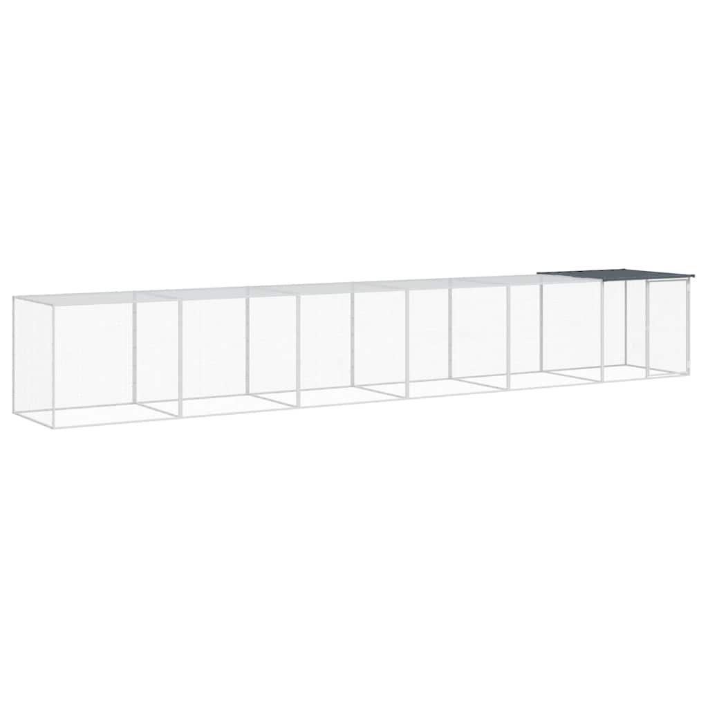 hønsebur med tag 603x98x90 cm galvaniseret stål antracitgrå