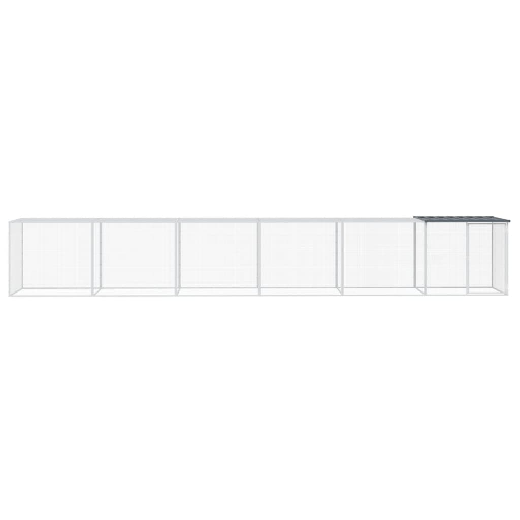 hønsebur med tag 603x98x90 cm galvaniseret stål antracitgrå