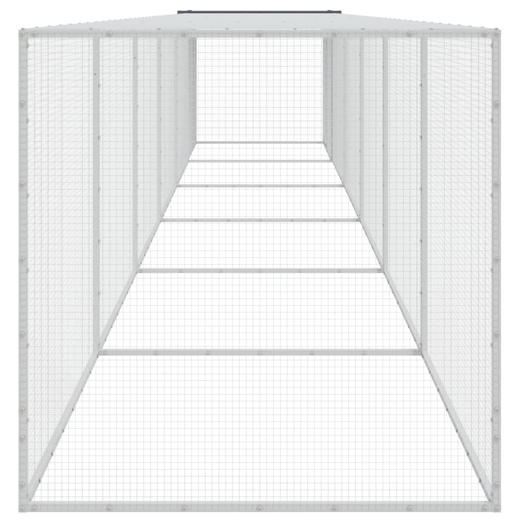 hønsebur med tag 603x98x90 cm galvaniseret stål antracitgrå