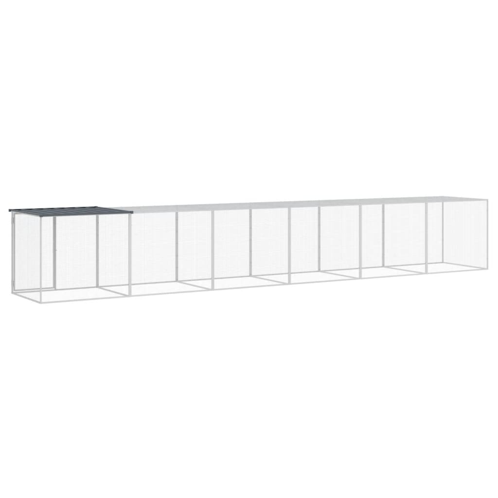 hønsebur med tag 603x98x90 cm galvaniseret stål antracitgrå