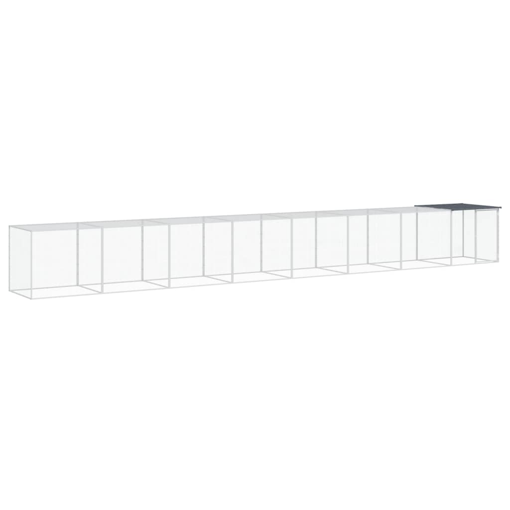 hønsebur med tag 803x98x90 cm galvaniseret stål antracitgrå