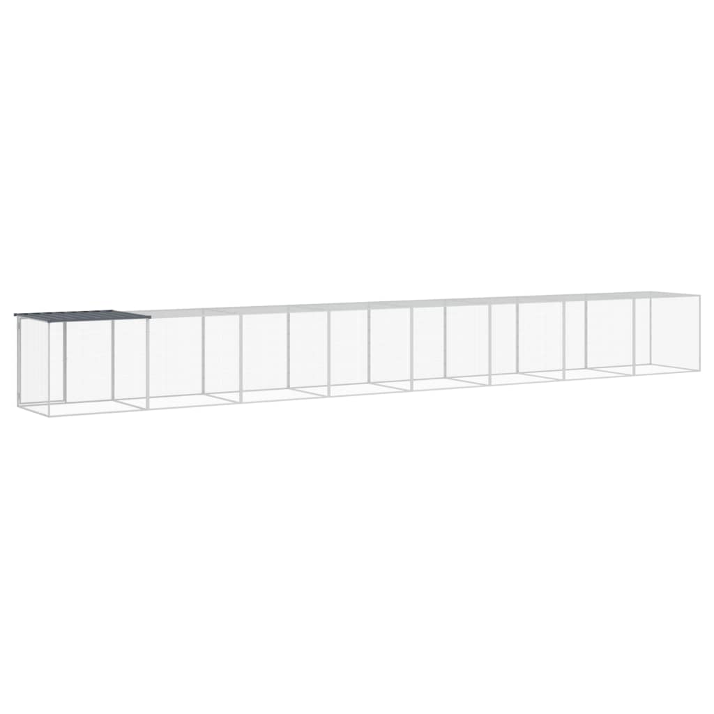 hønsebur med tag 803x98x90 cm galvaniseret stål antracitgrå