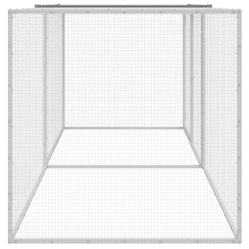 hønsebur med tag 203x98x90 cm galvaniseret stål lysegrå