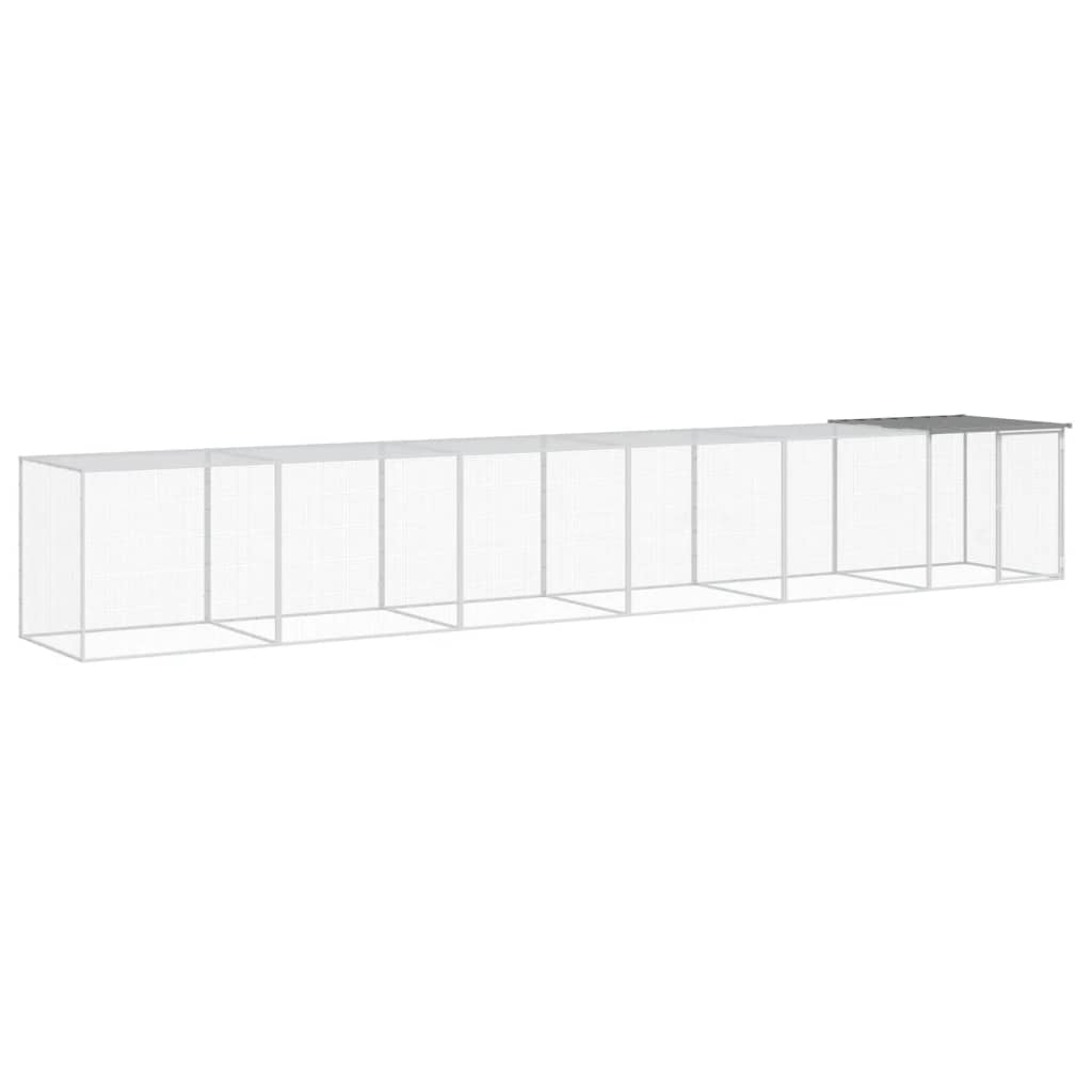 hønsehus med tag 603x98x90 cm galvaniseret stål lysegrå