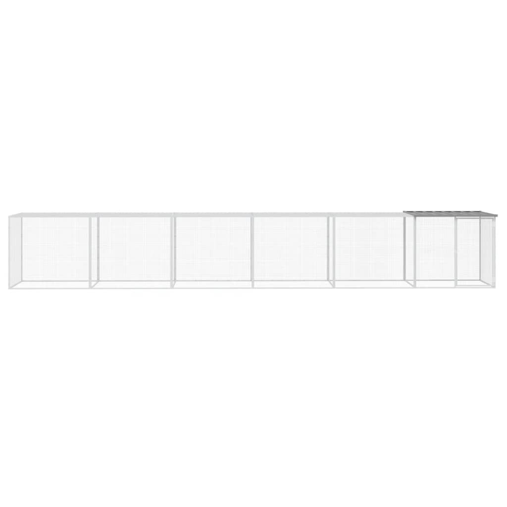 hønsehus med tag 603x98x90 cm galvaniseret stål lysegrå