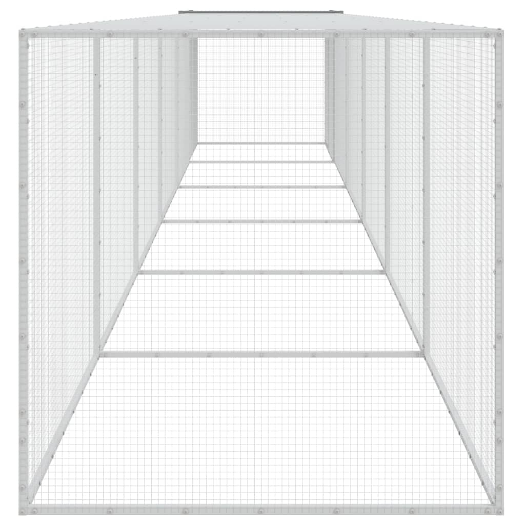 hønsehus med tag 603x98x90 cm galvaniseret stål lysegrå