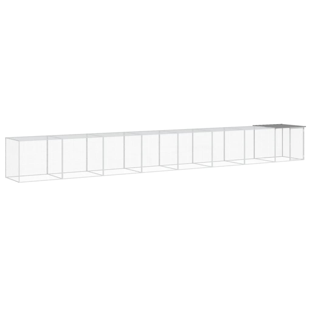hønsehus med tag 803x98x90 cm galvaniseret stål lysegrå