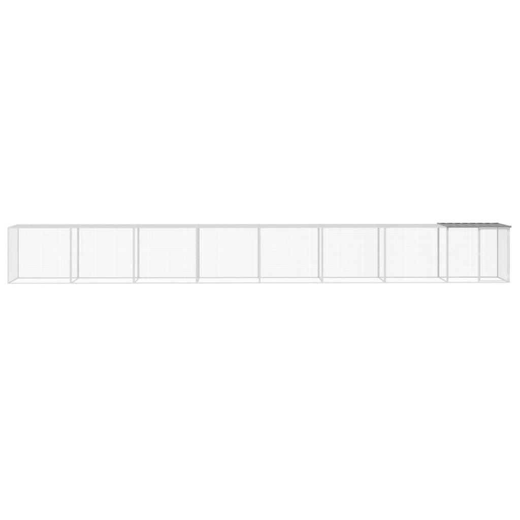 hønsehus med tag 803x98x90 cm galvaniseret stål lysegrå