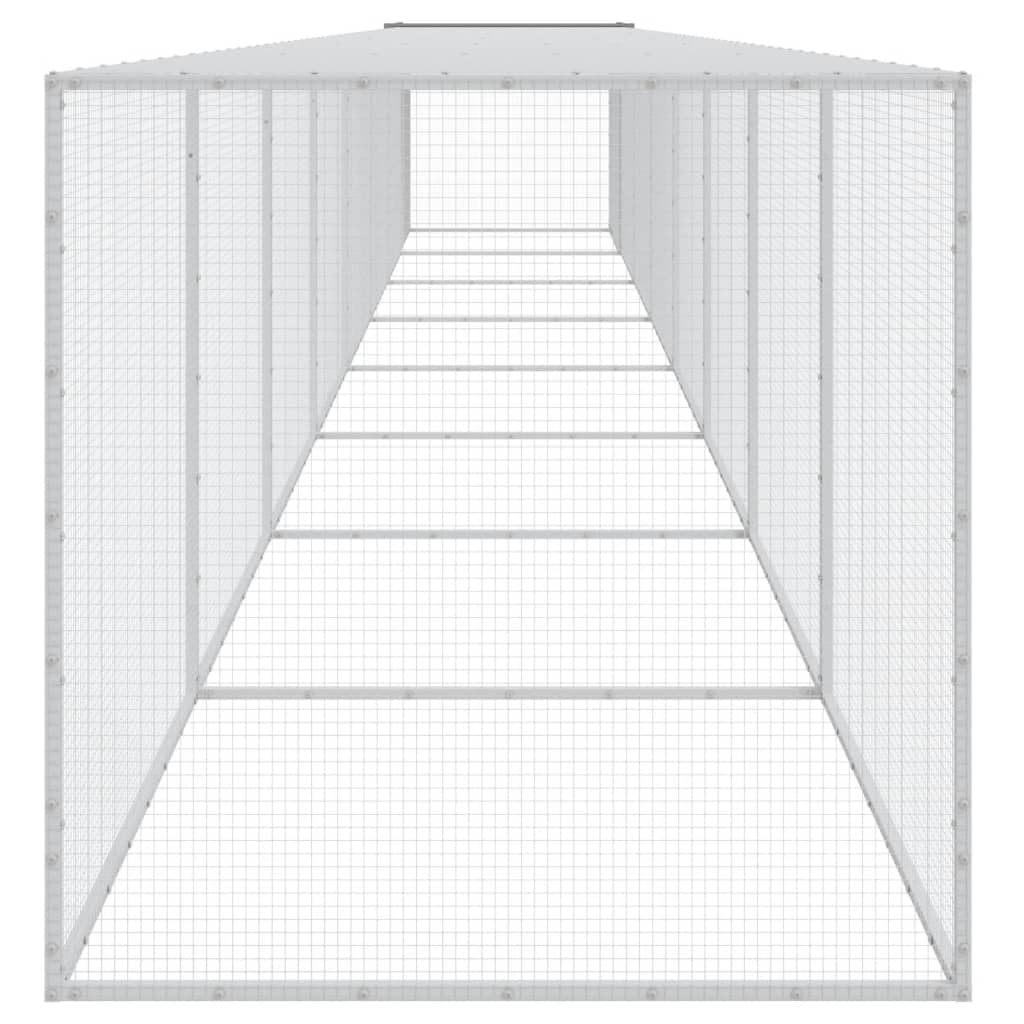 hønsehus med tag 803x98x90 cm galvaniseret stål lysegrå