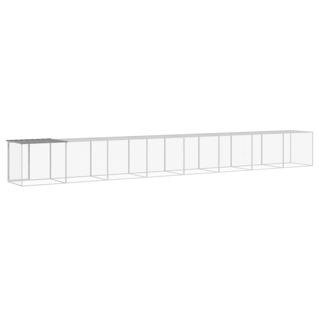 hønsehus med tag 803x98x90 cm galvaniseret stål lysegrå