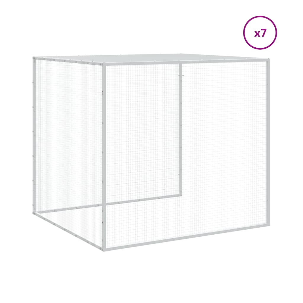 hønsehus med tag 803x98x90 cm galvaniseret stål lysegrå