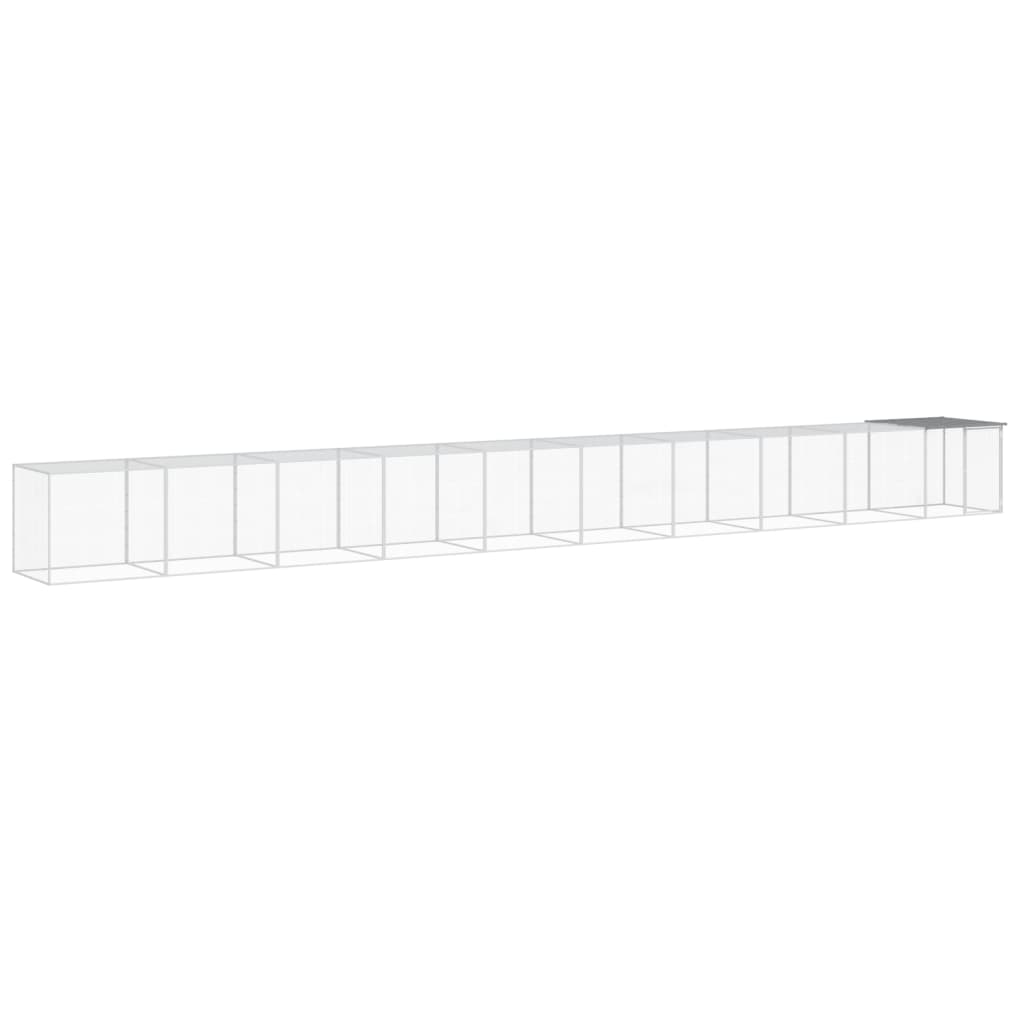 hønsebur med tag 1003x98x90 cm galvaniseret stål lysegrå