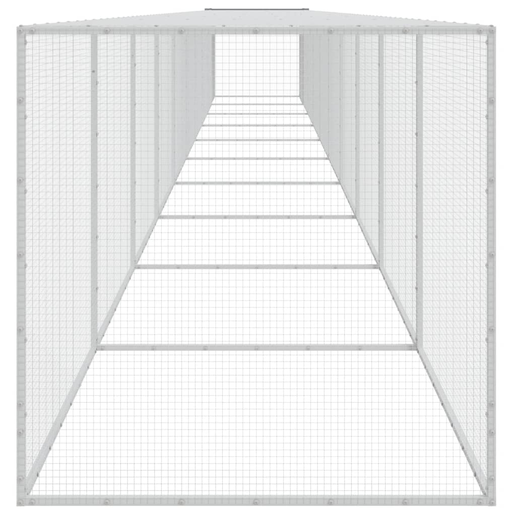 hønsebur med tag 1003x98x90 cm galvaniseret stål lysegrå