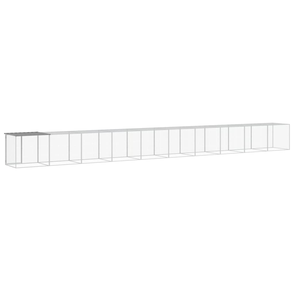 hønsebur med tag 1003x98x90 cm galvaniseret stål lysegrå