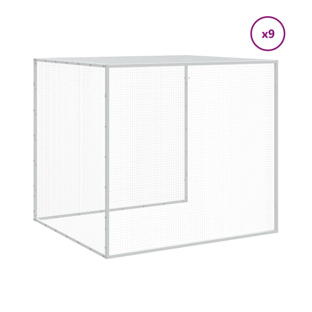 hønsebur med tag 1003x98x90 cm galvaniseret stål lysegrå