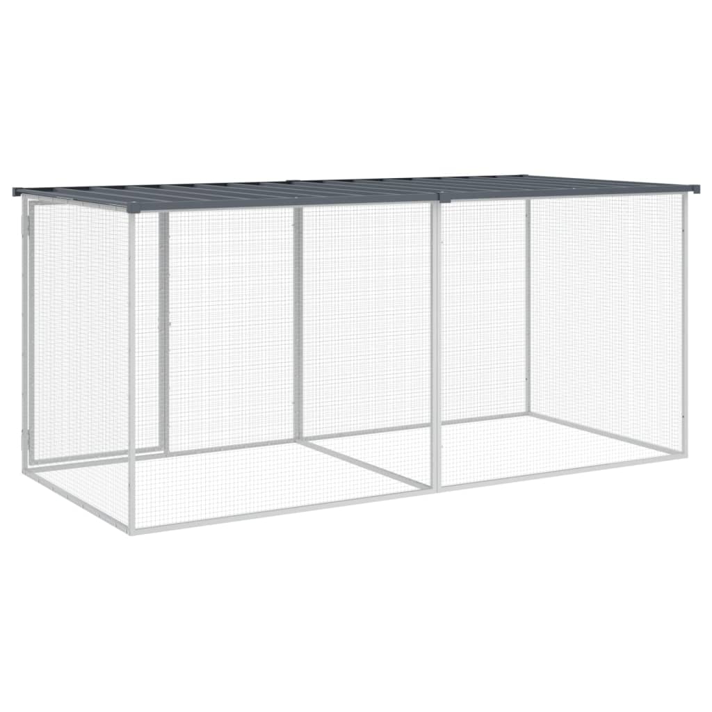 kyllingebur med tag antracit 203x98x90 cm galvaniseret stål