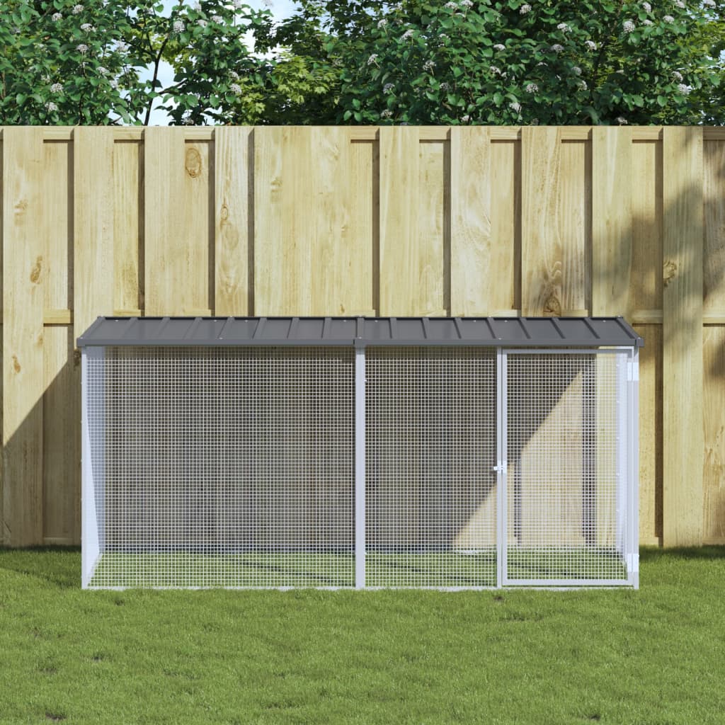 kyllingebur med tag antracit 203x98x90 cm galvaniseret stål