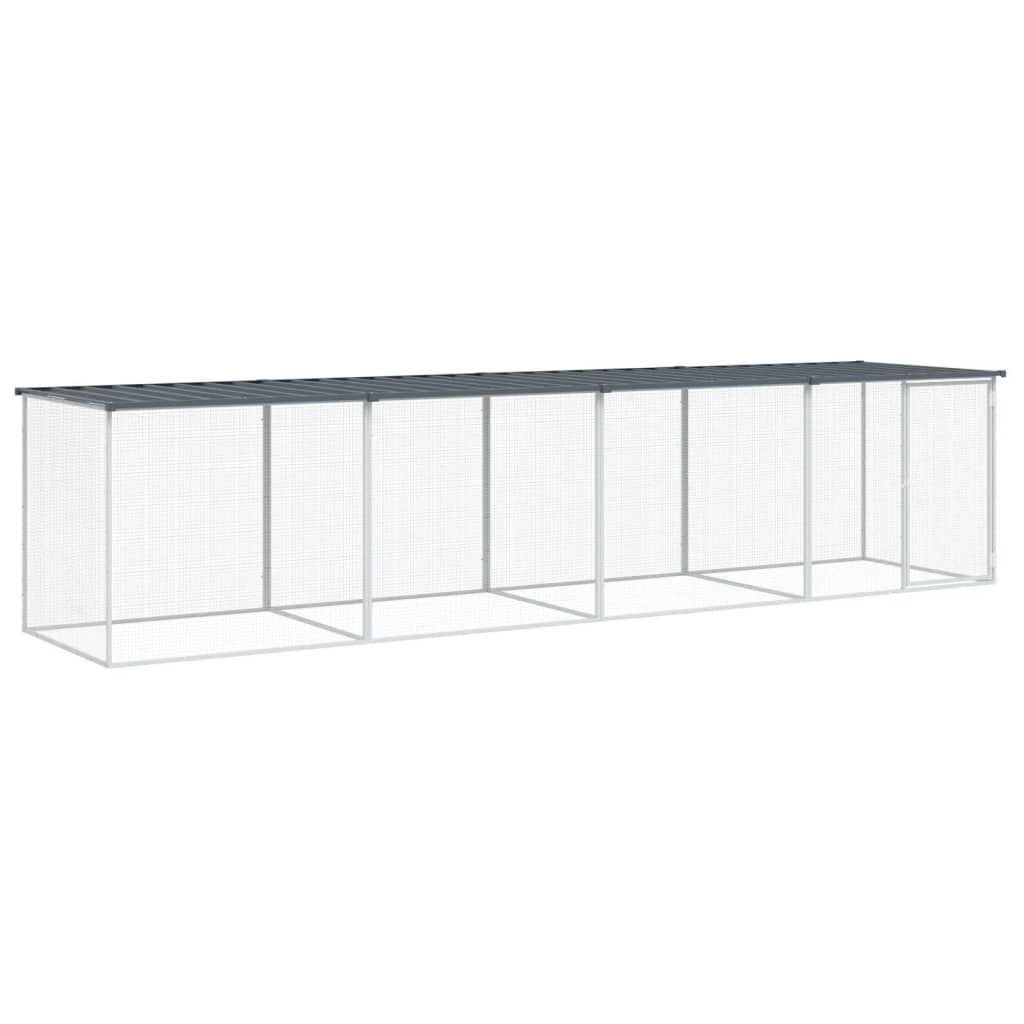hønsebur med tag 403x98x90 cm galvaniseret stål antracitgrå