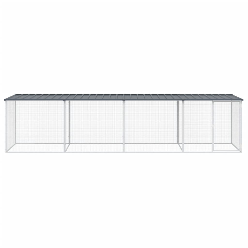 hønsebur med tag 403x98x90 cm galvaniseret stål antracitgrå