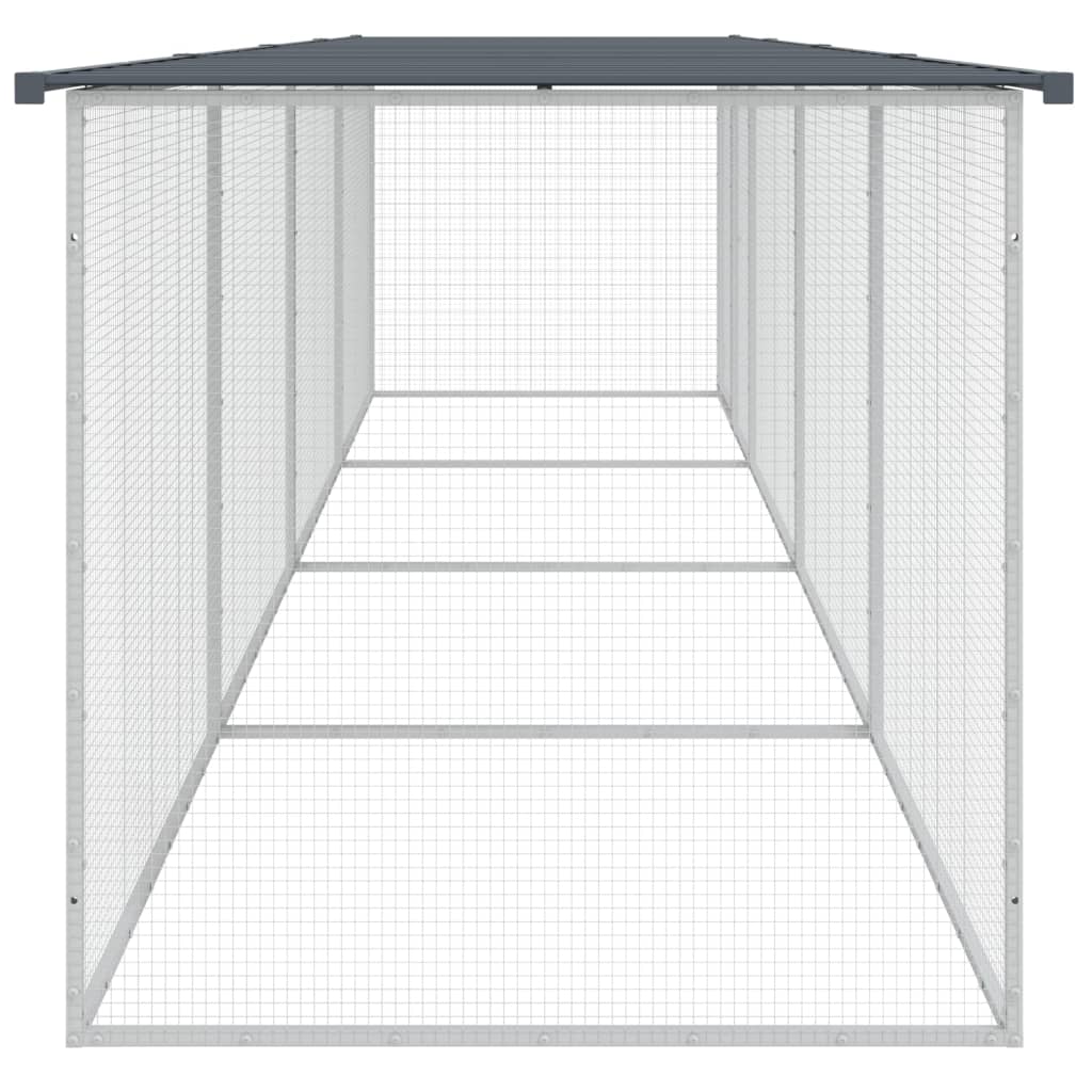 hønsebur med tag 403x98x90 cm galvaniseret stål antracitgrå