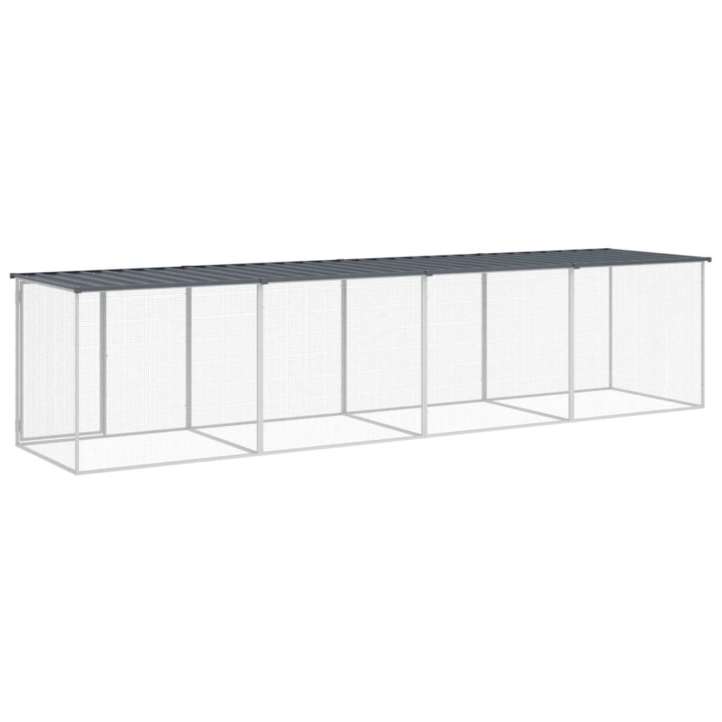 hønsebur med tag 403x98x90 cm galvaniseret stål antracitgrå