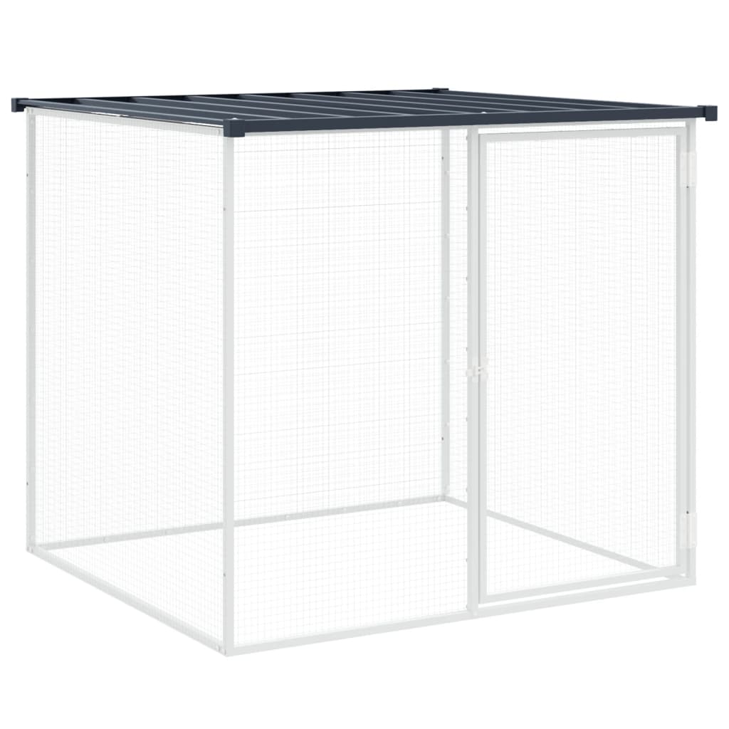 hønsebur med tag 403x98x90 cm galvaniseret stål antracitgrå