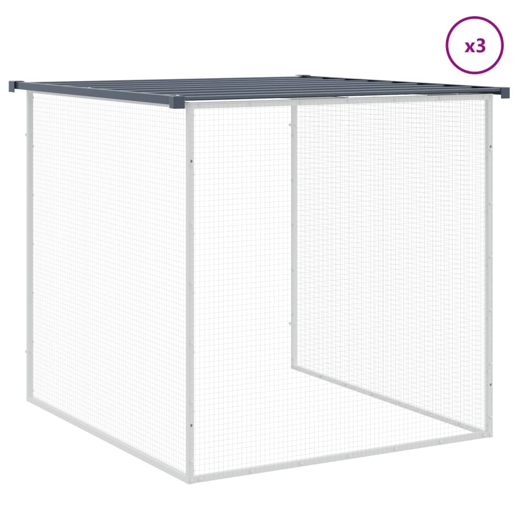 hønsebur med tag 403x98x90 cm galvaniseret stål antracitgrå
